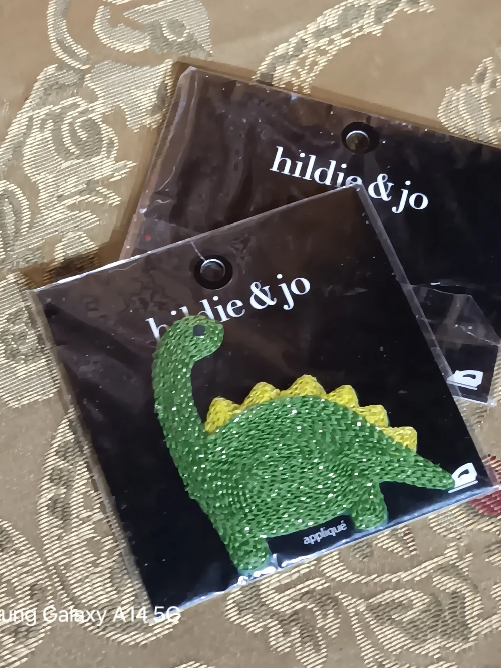 Hildie & Jo Green Sequin Dinosaur Hair Appliqué for Kids